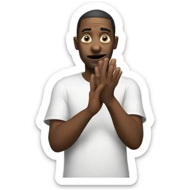 Strange and desperate looking man reaching his hand out sticker