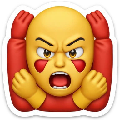 yellow emoji choking himself out in anger sticker