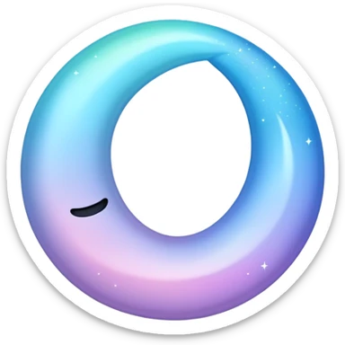 sparkly glossy pastel blue-gradient crescent moon, no face sticker