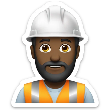 Fair skin black beard civil engineer with white helmet  sticker