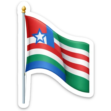 a flag with a distinctive design, featuring three horizontal stripes and a triangular section in the lower left corner. The top stripe is red, the middle stripe is green, and the lower left triangular section is blue, adorned with a white star. sticker