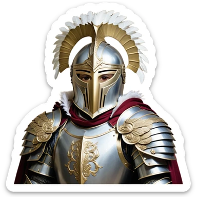 large suit of armor which covers most of their body along with their head. The armor is extremely intricate, with large shoulder pads that are decorated with a feathery material hanging from the bottom of them that covers Stanley's body like a cape. The mask they wears with this armor is surrounded with similar material that hangs off their head, somewhat resembling a lion's mane and incorporating gas mask filters sticker