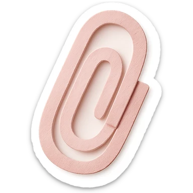 soft pastel tiny paperclip icon in gentle pink, paper craft style sticker