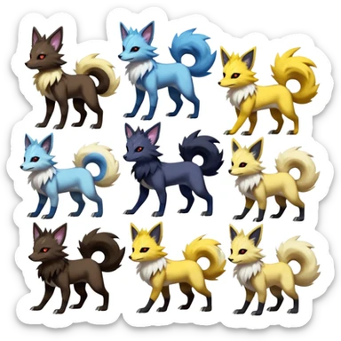 Feral Quadrupedal Digitigrade Luxray-Jolteon-Lycanroc-Furret-Renamon-Zeraora-Vernid-Sergal-fusion-hybrid-creature, full body  sticker
