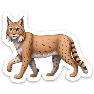 Eurasian Lynx walking in the snow beautiful aesthetic, snowy ground, snow falling around, wooden pine trees in the background, full aesthetic scenic image scenery realistic photo realism sticker