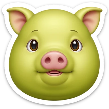Chartreuse pig sticker