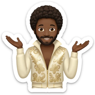 Eddie Levert from The O'Jays with dark brown afro hair, cream sequin outfit sticker