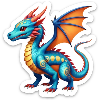  exotic tropical ornate dragonic Asian painted cyber-Sleuth-Loyd-Garmaddon-Litten-Linoone-Noibat-Fakémon-Pokémon-Vernid-creature sticker