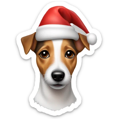 Jack Russell Terrier with a christmas hat sticker