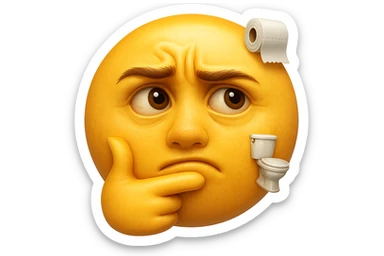 emoji stile iphone che riguarda l'argomento "stipsi/andrò al bagno oggi?", iperrealistico 4k sticker