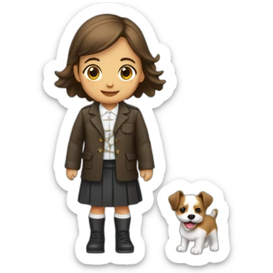 Niña paseando perro pastor alemán sticker