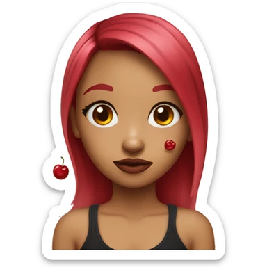 a girl with a cherry tattoo  sticker