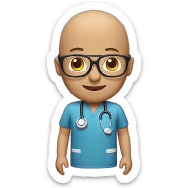 50-year-old bald male nurse with glasses sticker