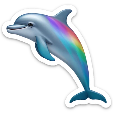dolphin with rainbow skin sticker