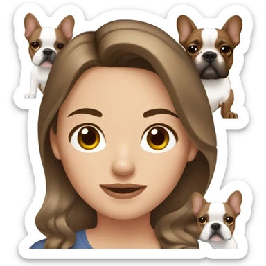 Brown haired white woman with a brown French bulldog  sticker