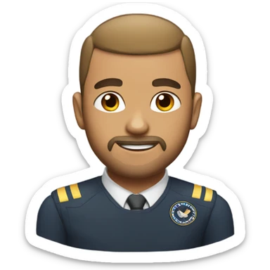 Pilot with buzz cut and a stable beard sticker