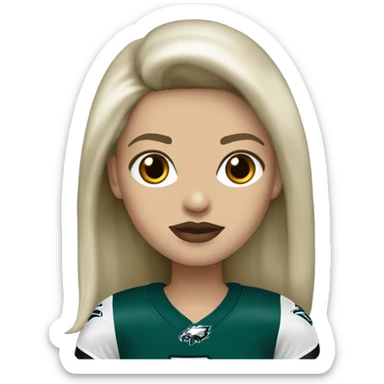  White skin female dark hair red lips wearing Philadelphia Eagles jersey sticker