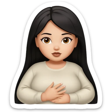 fat brown pretty bratz girl with black straight hair and white full sleeve sticker