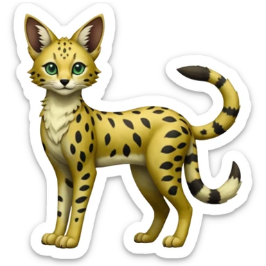 Epic complex detailed dark-hunter-green dark-brown beige realistic aesthetic-scenic-Fakémon-Sprigatito-Floragato-Meowscarada-Trico-Sergal-Serval-Vernid-creature (full body) sticker