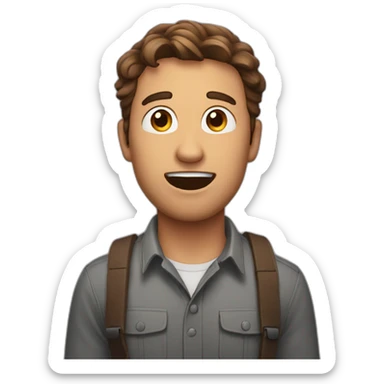 man surprised face with brown hair sticker