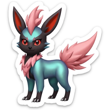 Pastel iridescent evil exotic colorful Darkrai-Scizor-Flareon-fusion with a Mohawk  sticker