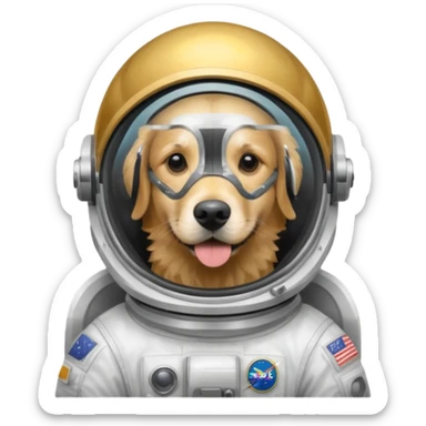 dog with space helmet and astronaut suit sticker
