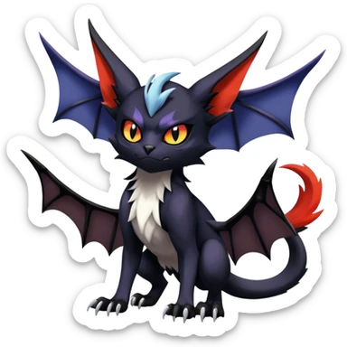 Edgy Cool Litten-Noivern-Noibat-Absol-Bat-Cat-Pokémon Full Body sticker