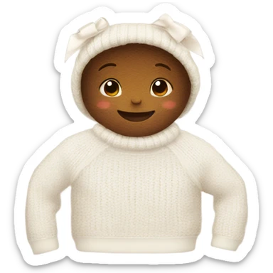 white sweater cute whit ribbon colour brown sticker