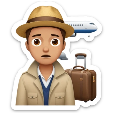 Delayed flight at airport with frustrated traveler sticker