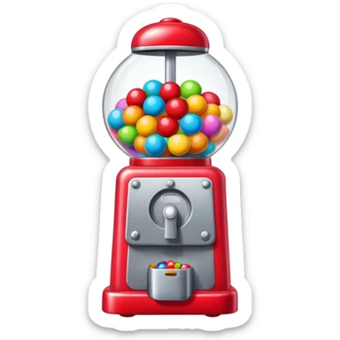 Red Bubblegum machine with multicolored gumballs sticker