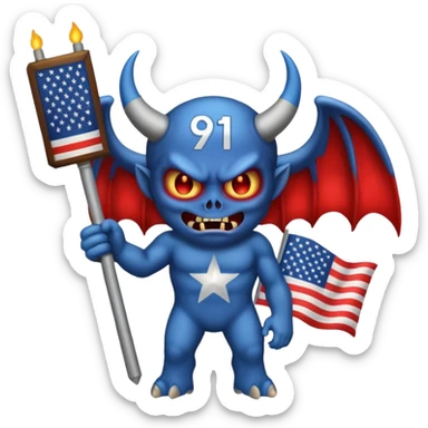 A demon holding 9/11 sticker