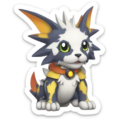 cute cool edgy Digimon-Fakemon-animal with colorful markings full body sticker