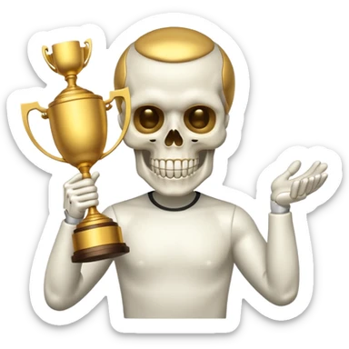 A skull emoji lifting a trophy  sticker