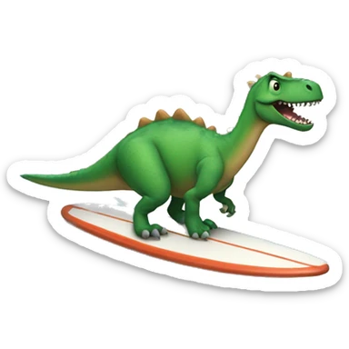 a dinosaur on a surf board  sticker