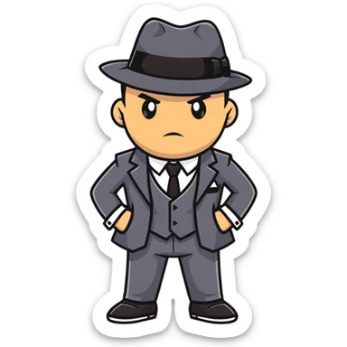 gangster character wearing a fedora and suit, confident pose sticker