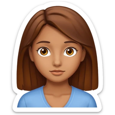 Girl with tan skin , brown hair and brown eyes  sticker