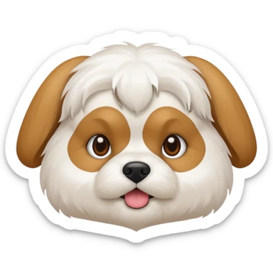 Shitzu com cor principal branca com orelhas de cor marrom claro sticker