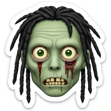 Zombie with black dreads with chinky eyes and a 3rd eye  on right cheek sticker