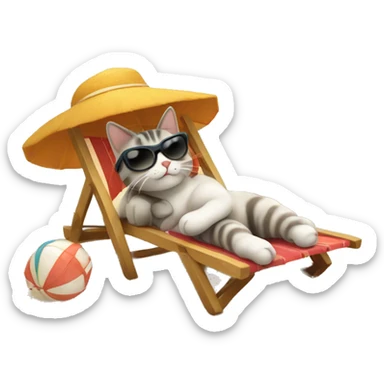 gato de vacaciones en la playa  sticker