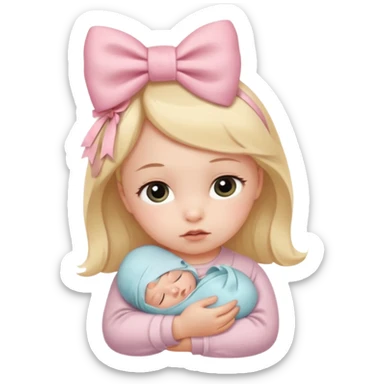 Newborn with a bow sticker