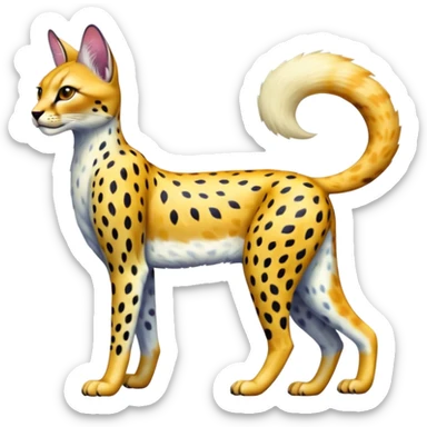 Colorful shiny albino melanistic Caracal-Cheetah-Serval-Trico-Sergal-Vernid-fusion-hybrid-animal-creature, full body sticker