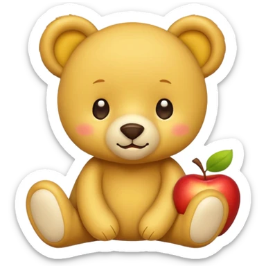 Cute flat-style teddy bear icon for infant daycare. like apple emoji teddy bear
 sticker