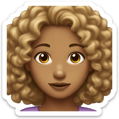 tan girl with curly medium hair and brown eyes sticker