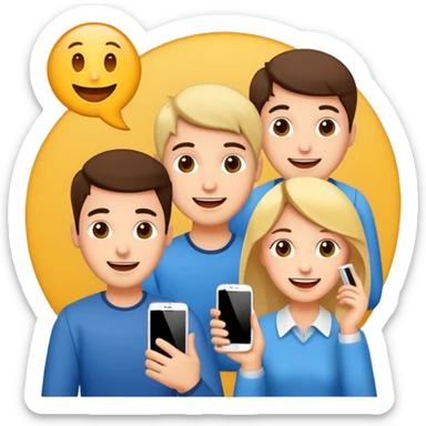 Quiz with happy people without phone sticker