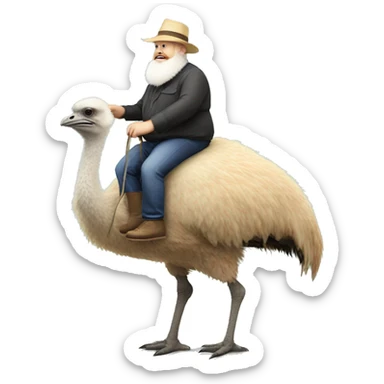 Fat white bearded man riding an ostrich sticker