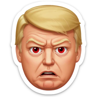 Donald Trump is very furious. Red with anger. photorealistic. high quiality  sticker