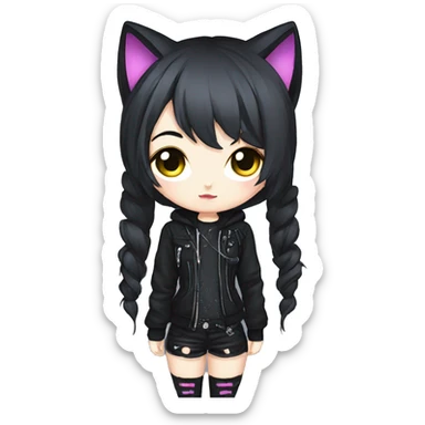 Edgy Kawaii Cute Cool Cartoon Beautiful Elegant Pretty Anime Punk Techwear Gothic Catgirl sticker