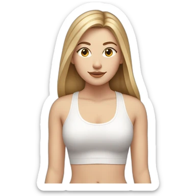 White Girl with straight dark blonde hair with big lips in yoga position sticker