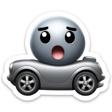 Metal cute mad Kirby bubble Gray ball driving on car wheels with mad eyebrows game sticker