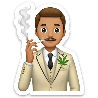 Person in fancy clothes sneaking into wedding ceremony smoking cannabis, full body sticker
